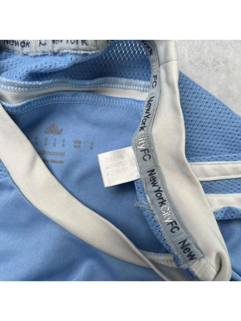 Y2K Blue Adidas New York City FC Distressed Soccer Jersey